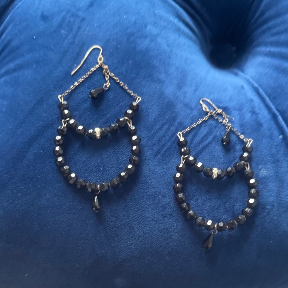 bebe Black and Gold Beaded Earrings